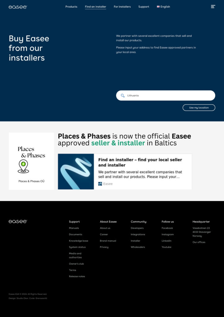 Places & Phases Easee